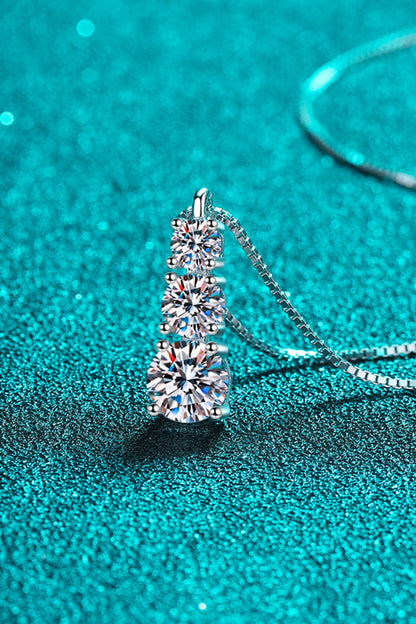 Triple pendant necklace side view