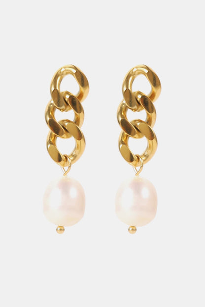Freshwater pearl earrings side view