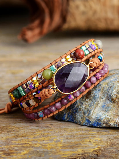 Deep purple amethyst bracelet close-up