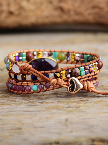 Amethyst layered bracelet side view