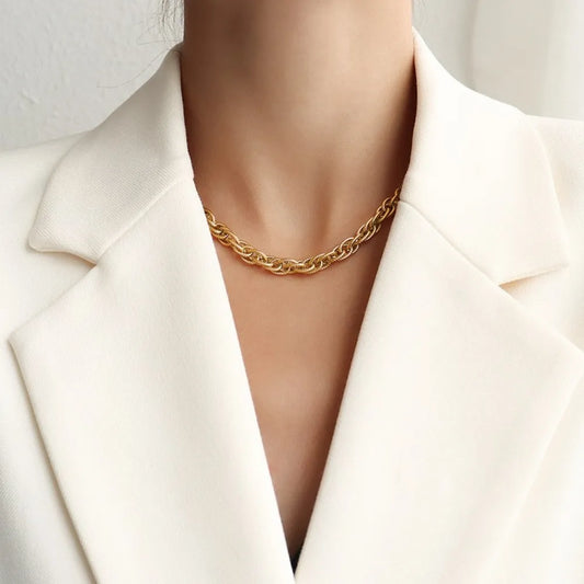 Gold plated titanium steel chain necklace