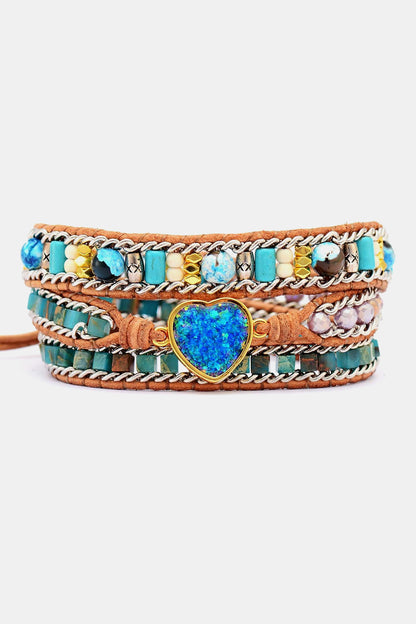 Natural stone heart bracelet close-up