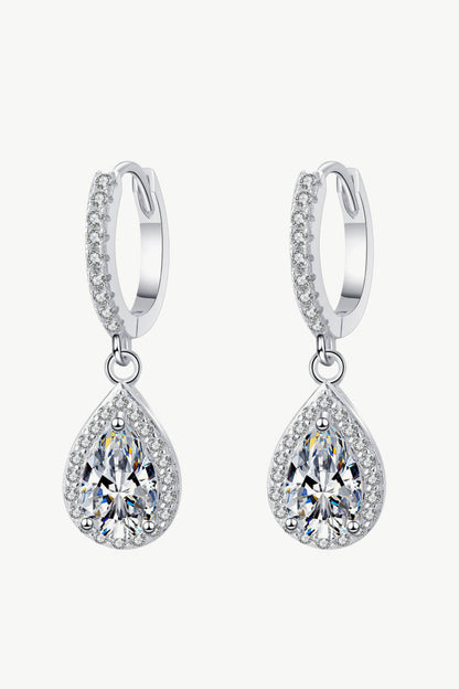 Silver moissanite teardrop earrings