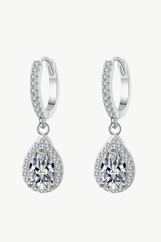 Silver moissanite teardrop earrings