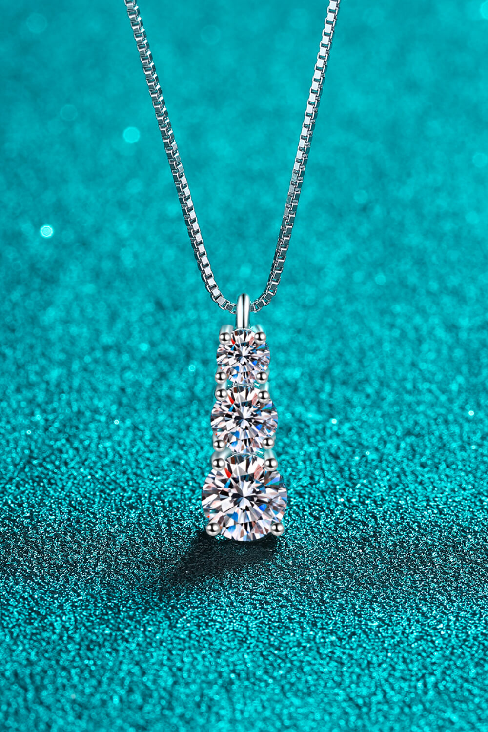 Moissanite pendant necklace close-up