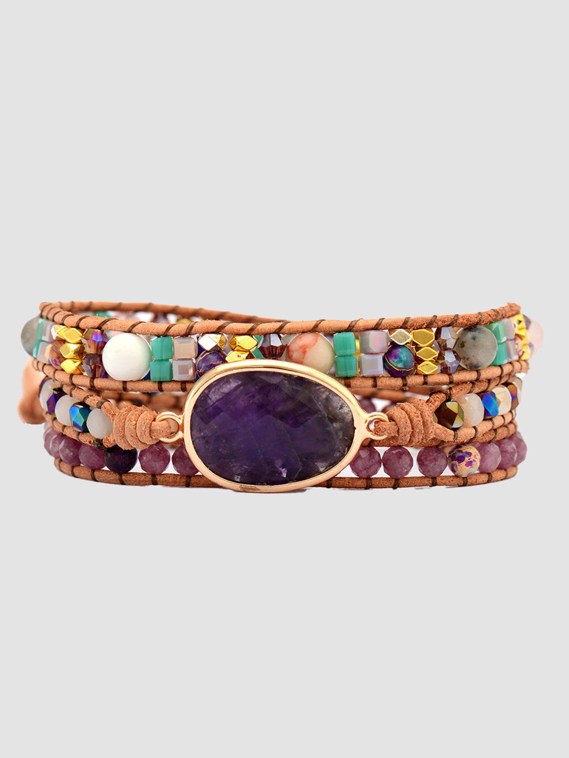 Natural stone amethyst bracelet alternate view