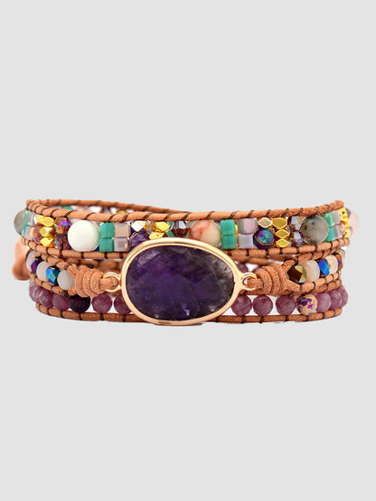 Natural stone amethyst bracelet alternate view