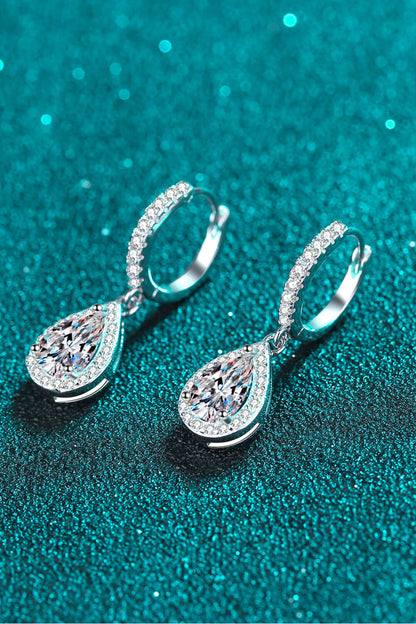 Moissanite teardrop earrings close-up